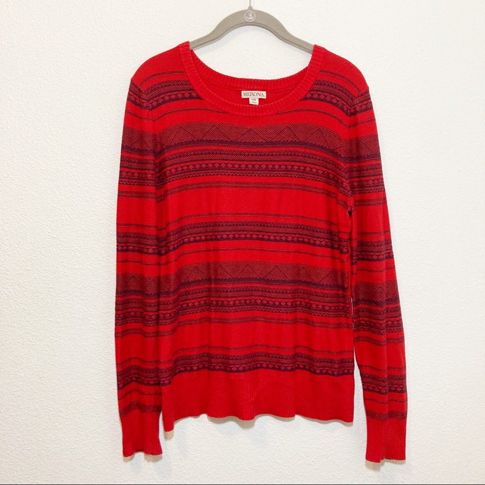 Red tribal print winter sweater